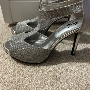Silver sparkle heels